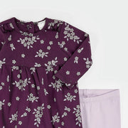 Fall Botanicals Print on Plum Dress Set