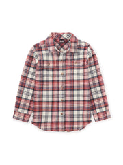 Tea Plaid Button