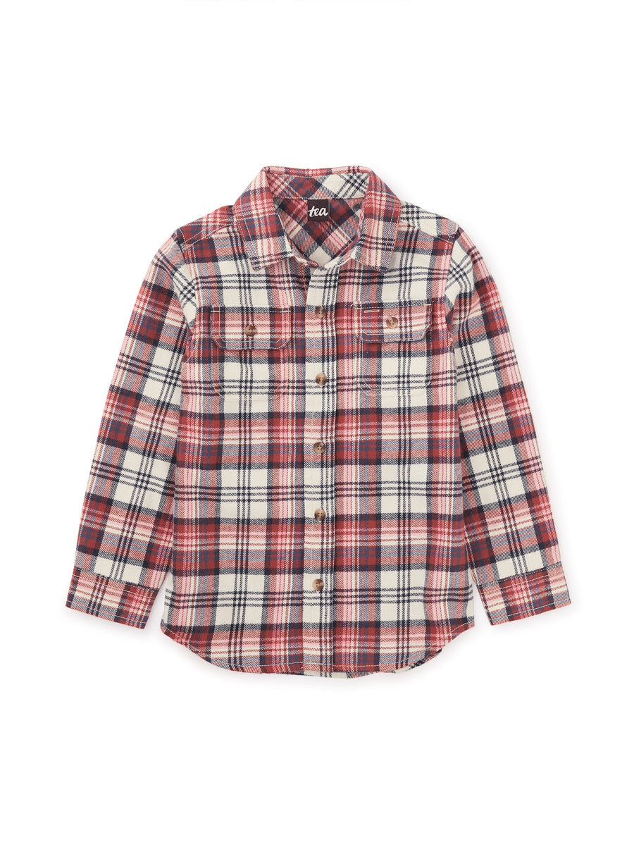 Tea Plaid Button