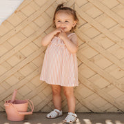 Light Pink Striped Sleeveless Dress Set