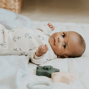 Anchors Print on Creme Ribbed Sleeper