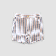 Rosewood & Navy Striped Seersucker Shorts