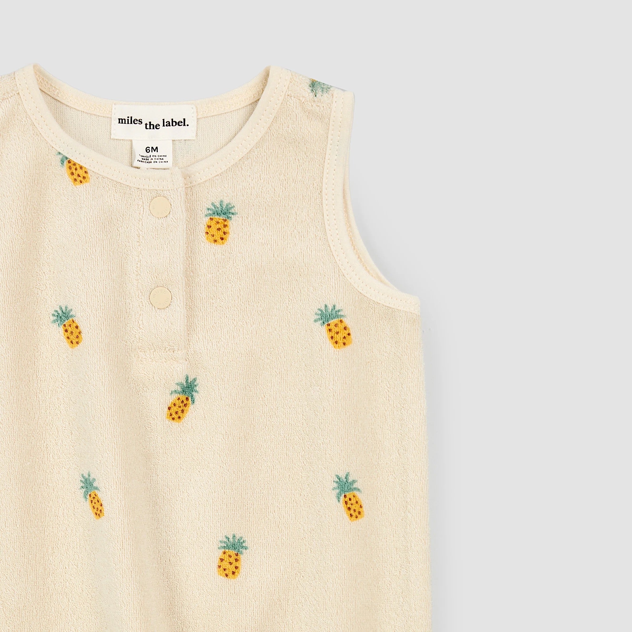 Pineapple Print on Birch Terry Cloth Romper