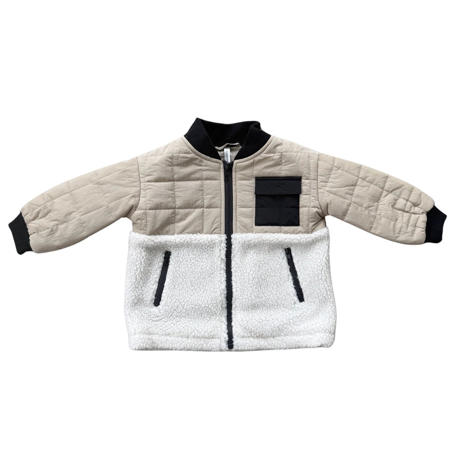 Cream Quilted Sherpa Jacket