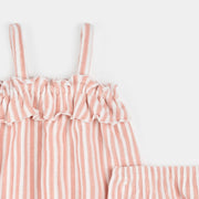 Light Pink Striped Sleeveless Dress Set