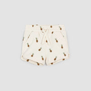 Wild Pineapples Print on Crème Girls' Terry Shorts