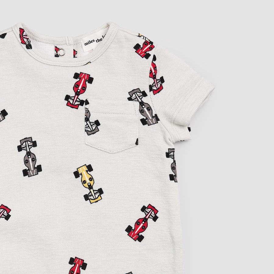Race Cars on Grey Playsuit