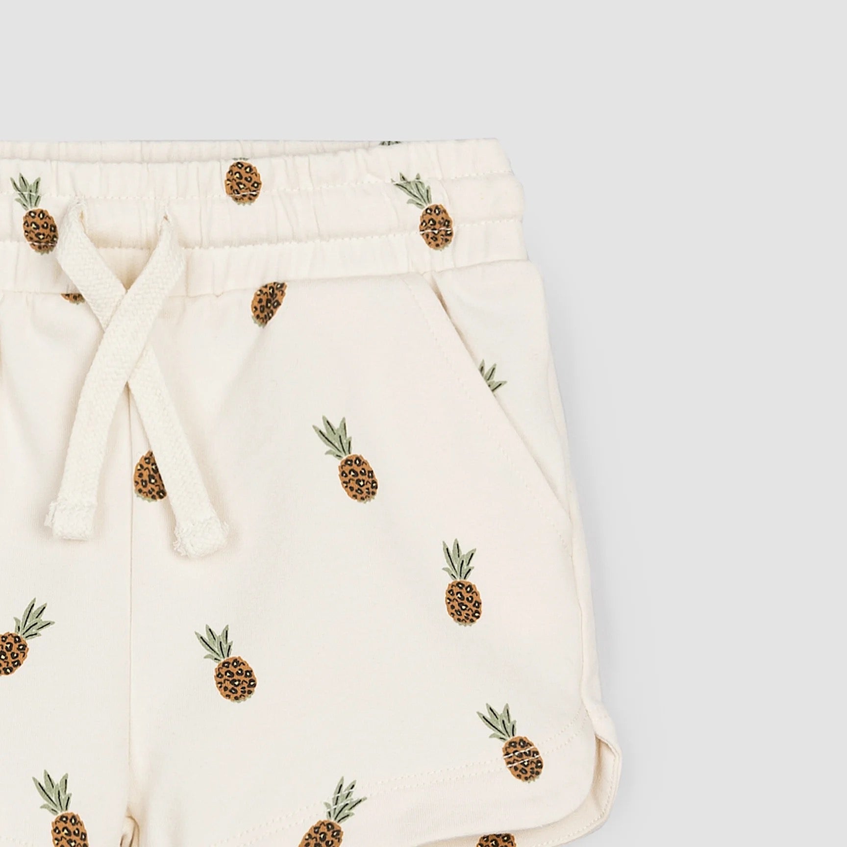 Wild Pineapples Print on Crème Girls' Terry Shorts