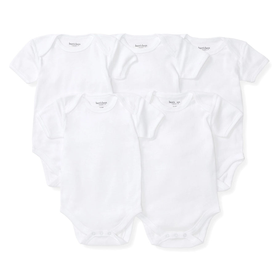 Solid Organic Cotton Short Sleeve Baby Bodysuits 5 Pack