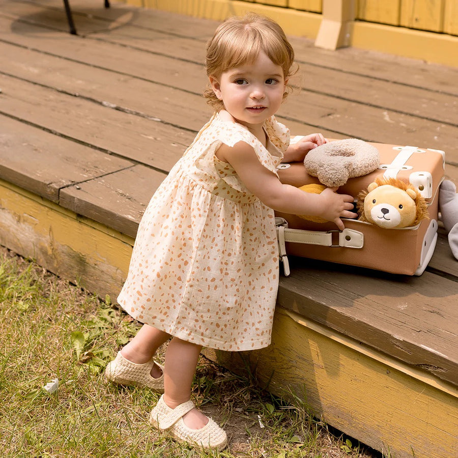 Spots Print on Antique White Cross Hatch Dress Set