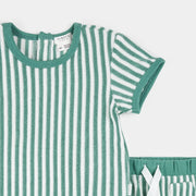 Turquoise Striped Terry Short Set