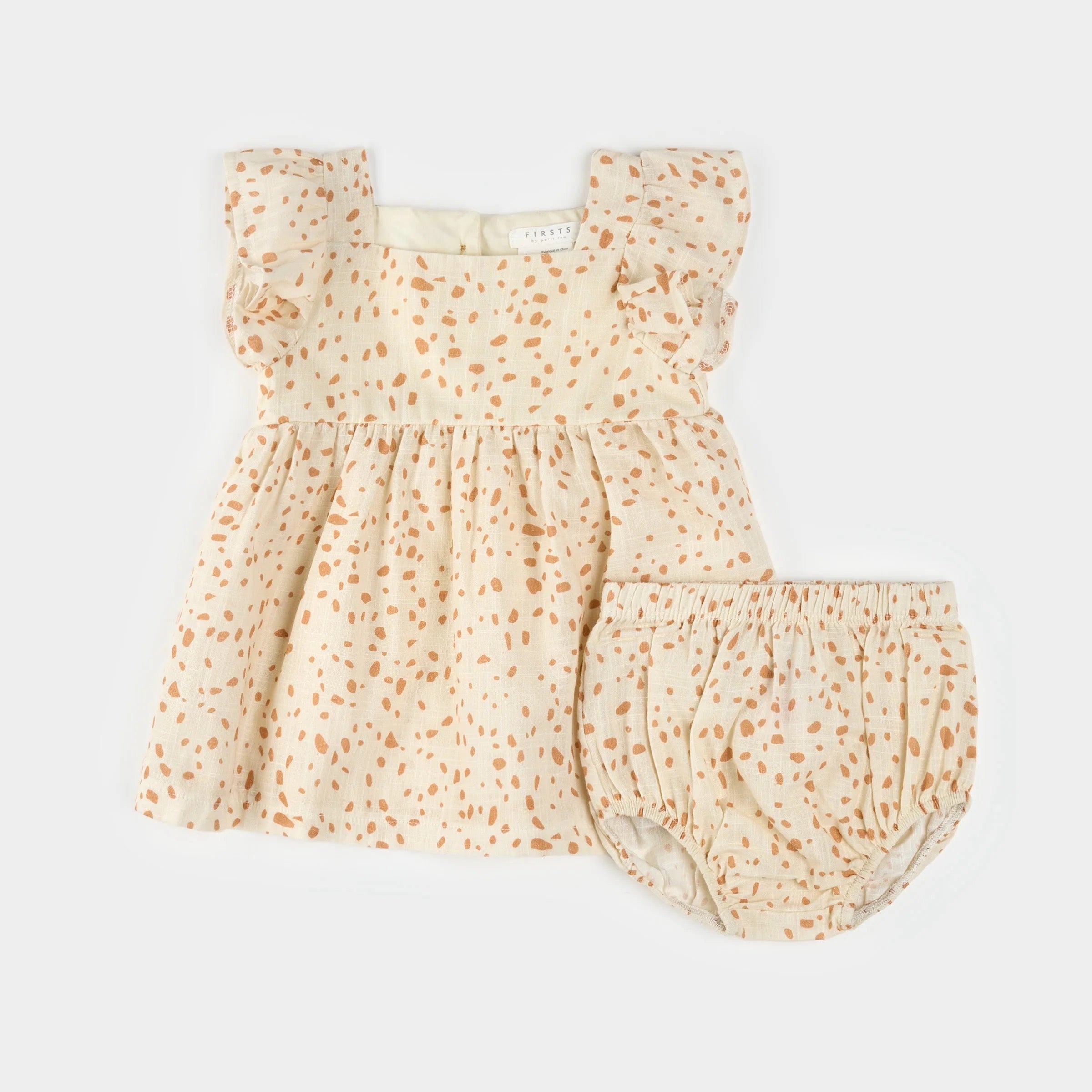 Spots Print on Antique White Cross Hatch Dress Set