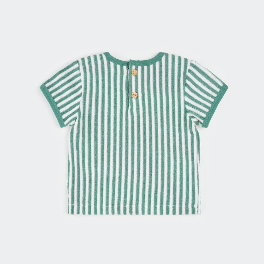 Turquoise Striped Terry Short Set
