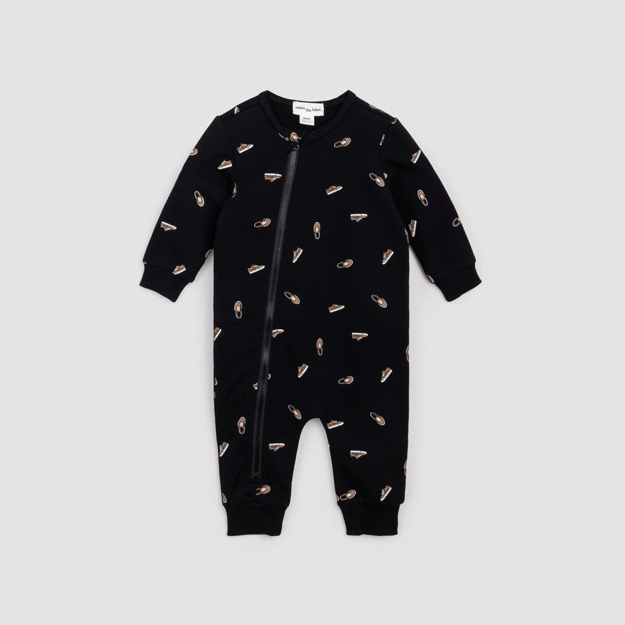 Sneakers Print on Black Zipsuit