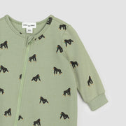 Gorilla Print on Tea Green Zipsuit