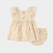 Spots Print on Antique White Cross Hatch Dress Set
