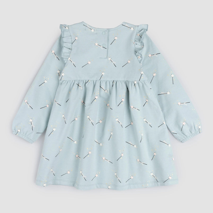 Magic Wand Print on Cloud Blue Terry Dress