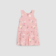 Flower Print on Rose Racerback Jersey Dress