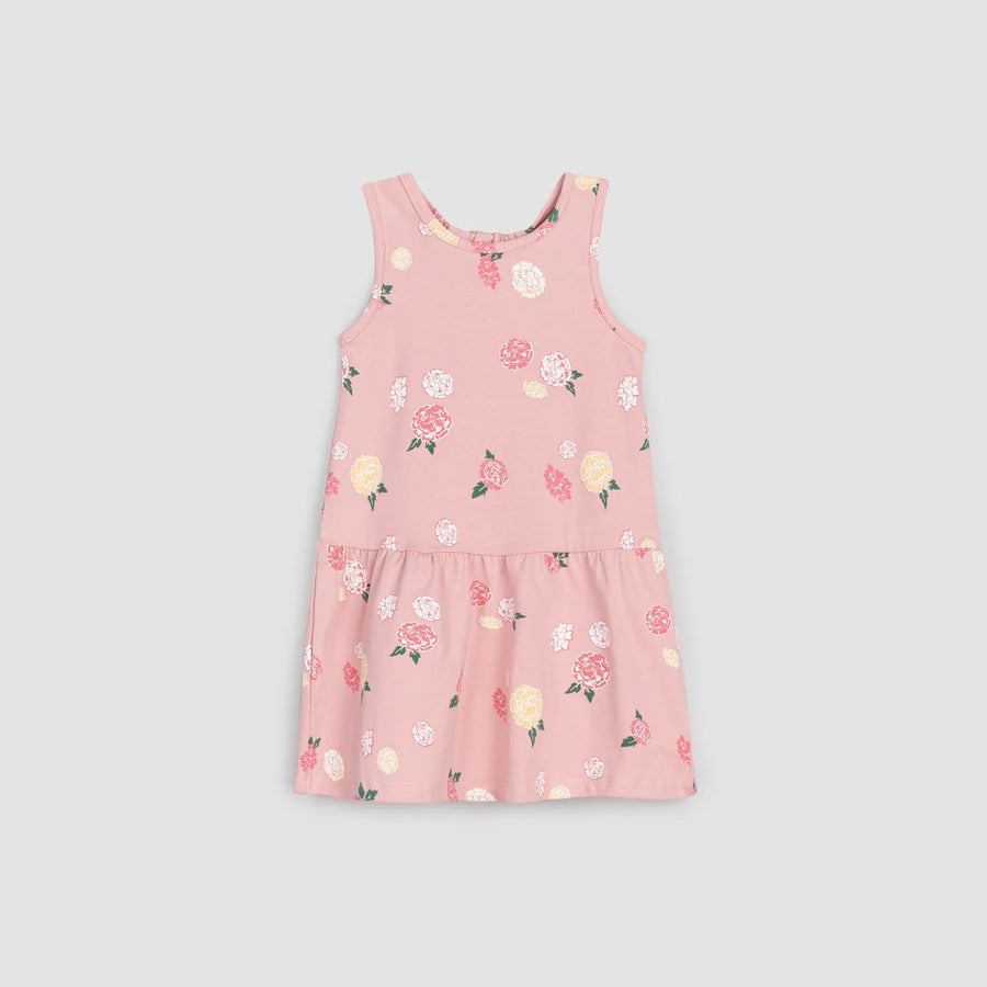 Flower Print on Rose Racerback Jersey Dress