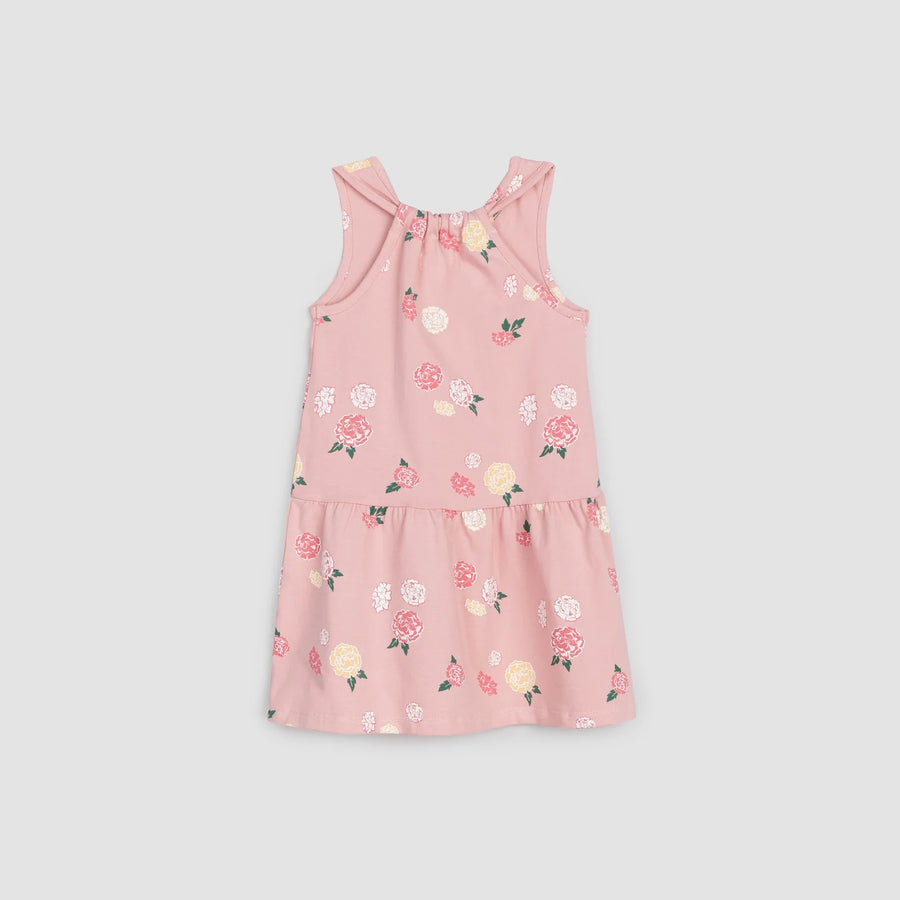 Flower Print on Rose Racerback Jersey Dress