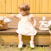 Spots Print on Antique White Cross Hatch Dress Set