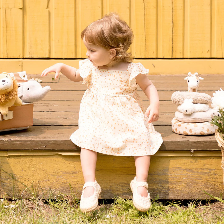 Spots Print on Antique White Cross Hatch Dress Set
