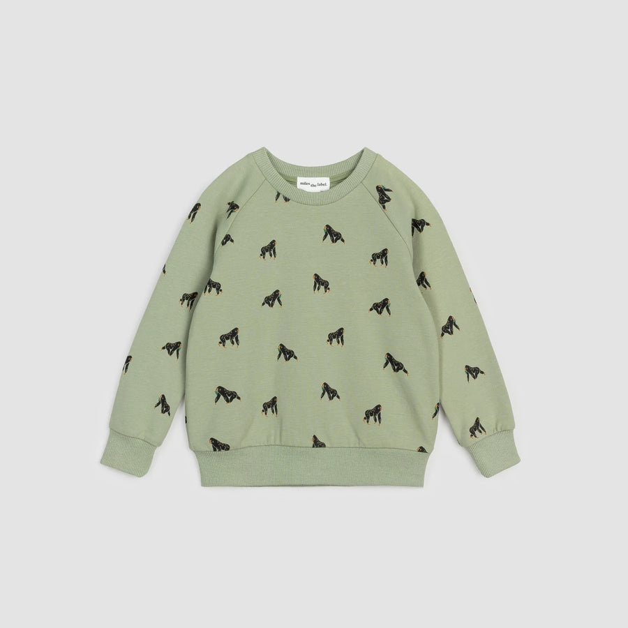 Gorilla Print on Tea Green Sweatshirt