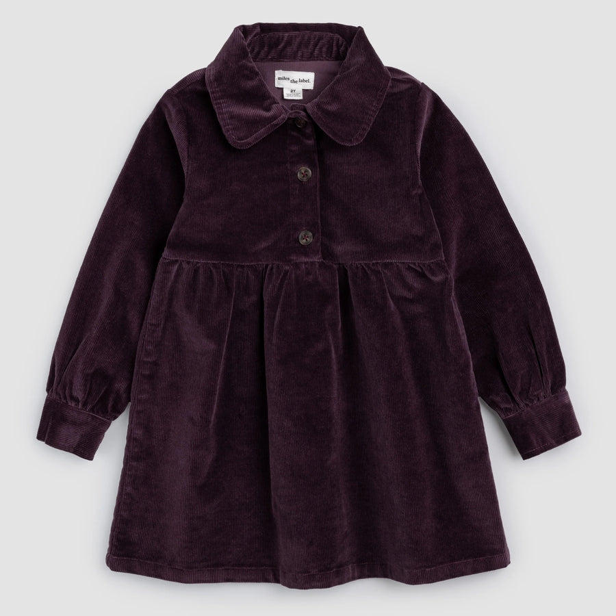 Plum Corduroy Collard Dress