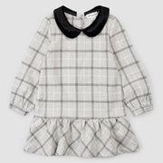 Yarn-Dye Plaid Flannel Collared Dress