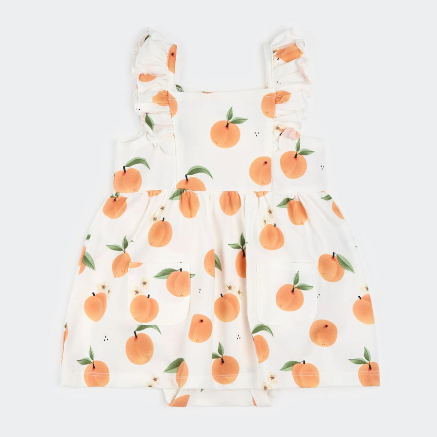 Peaches Print on Off-White Bodysuit Dress