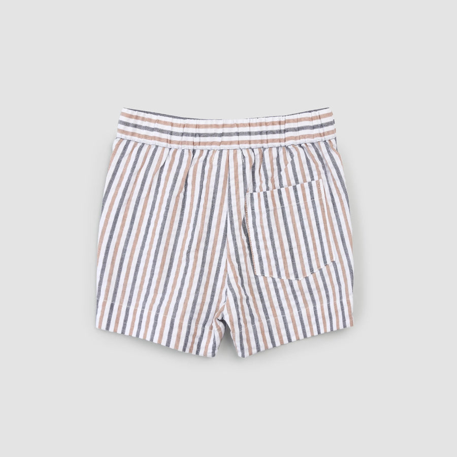 Rosewood & Navy Striped Seersucker Shorts