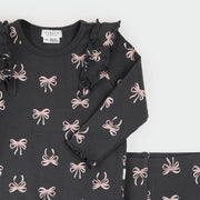 Ribbon Print on Flared Legging Set