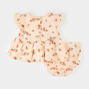 Agrumes Print on Barely Coral Ribbed Outfit Set
