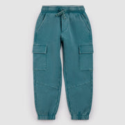 Blue Acid Wash Cargo Fleece Joggers