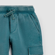 Blue Acid Wash Cargo Fleece Joggers