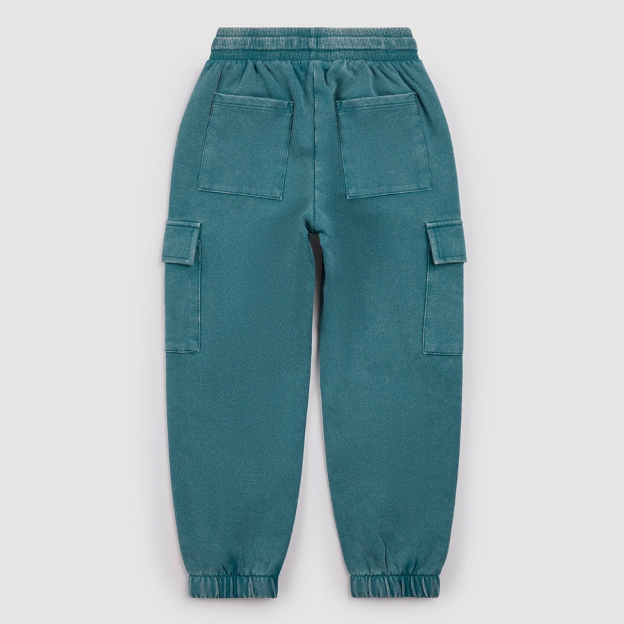 Blue Acid Wash Cargo Fleece Joggers