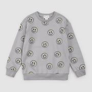 Smiley Face Print on Smoke Grey Sweatshirt