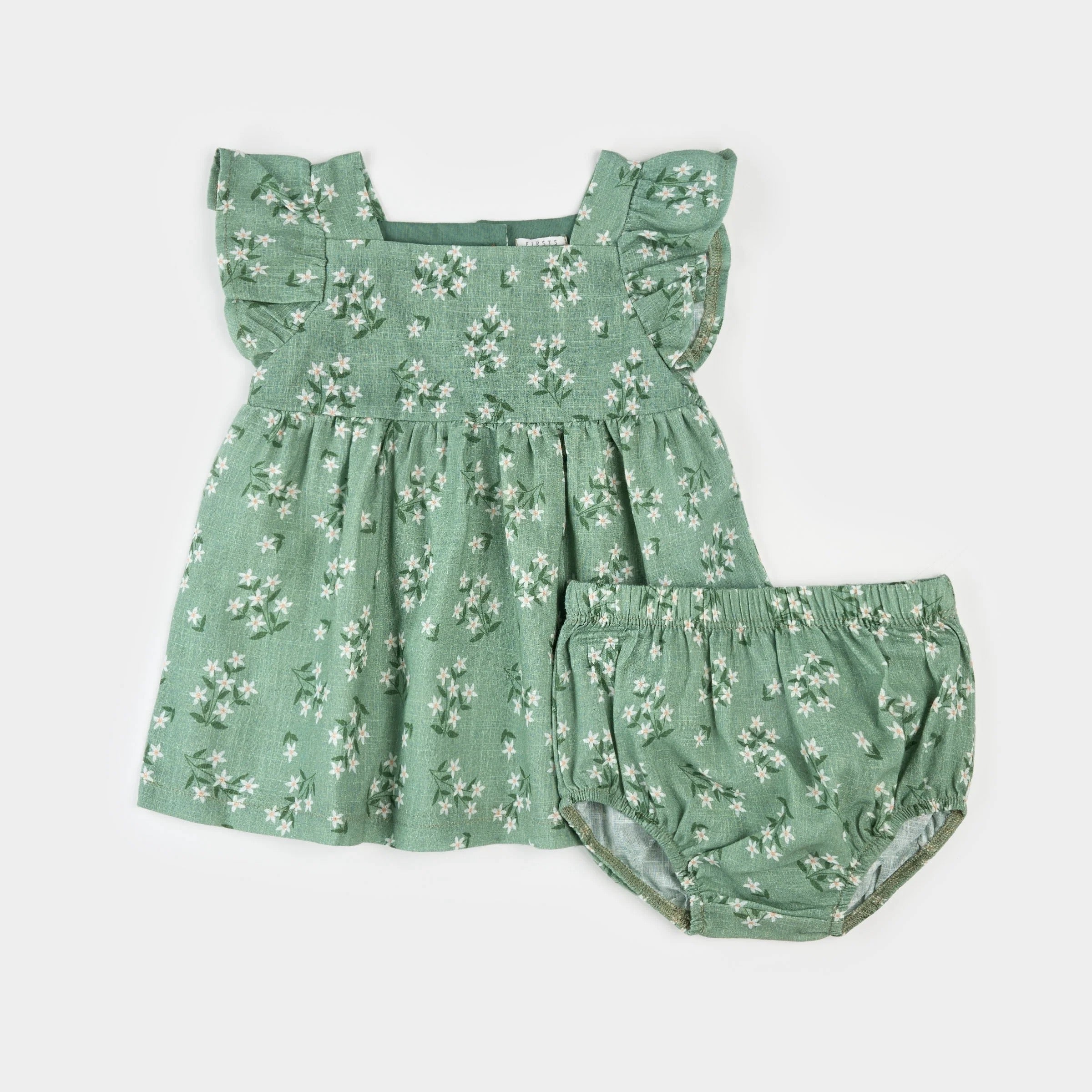 Exotic Flowers Print on Laurel Cross Hatch Dress Set