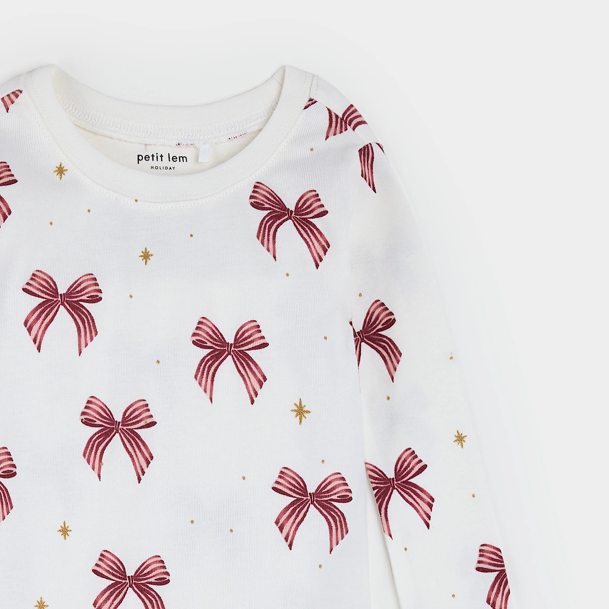 Glitter & Bows Print on Ivory PJ Set