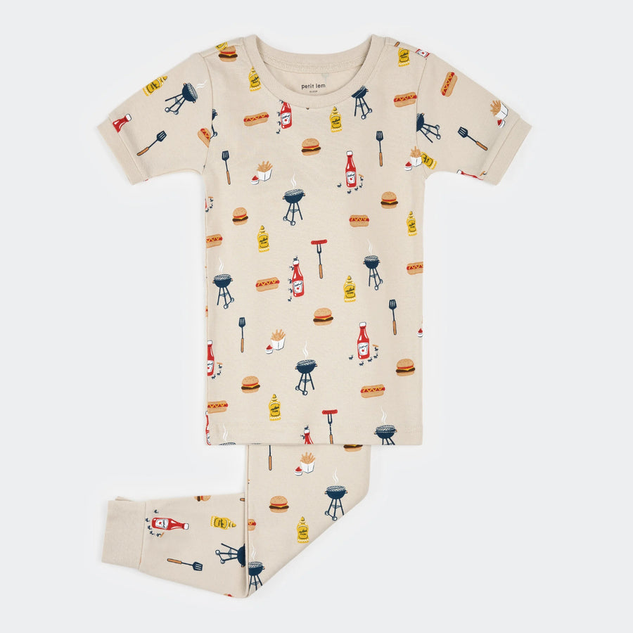 Summer BBQ Print on Sand Short-Sleeved PJ Set