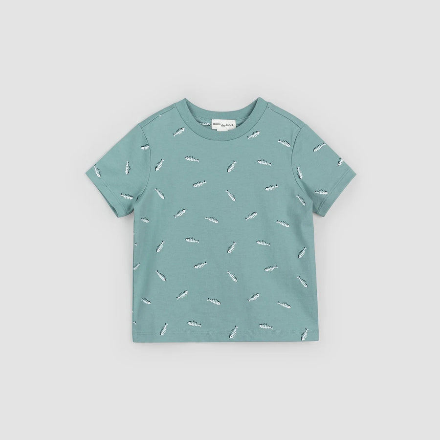 Teal Fishbone Tee