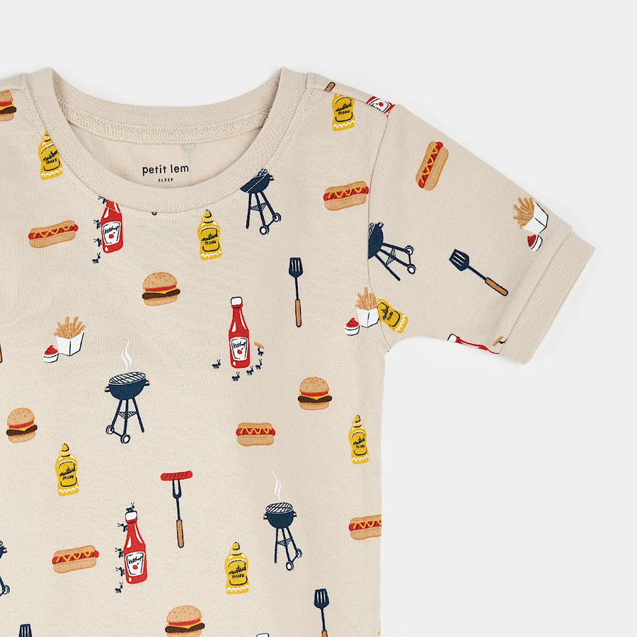 Summer BBQ Print on Sand Short-Sleeved PJ Set