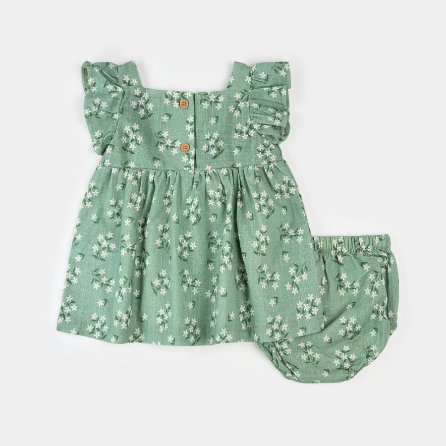 Exotic Flowers Print on Laurel Cross Hatch Dress Set