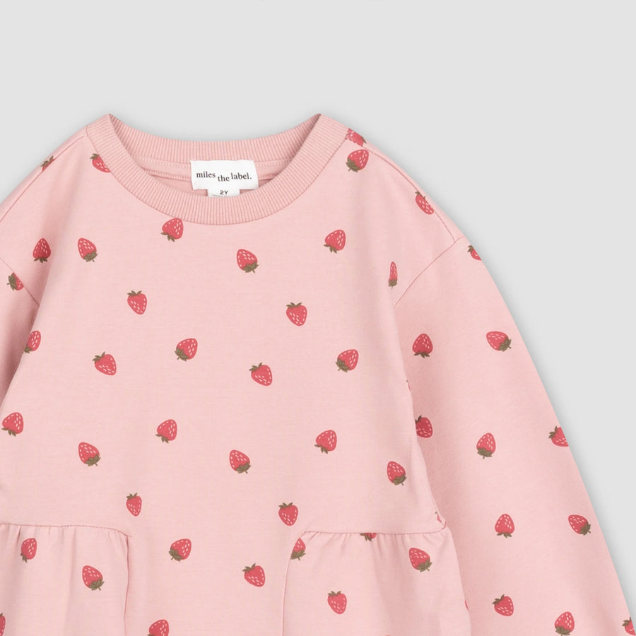 Strawberry Print on Rose Terry Dress