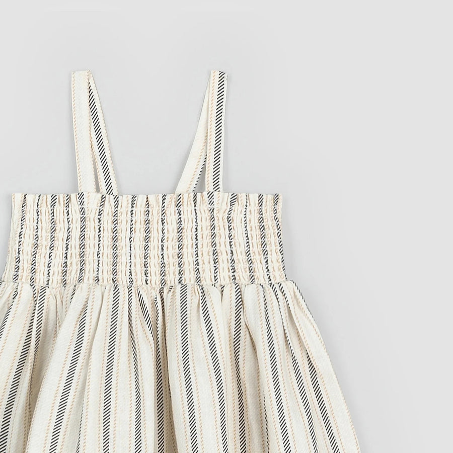 Striped Linen Blend Smocked Tank Dress