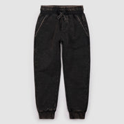 Black Acid Wash Fleece Joggers