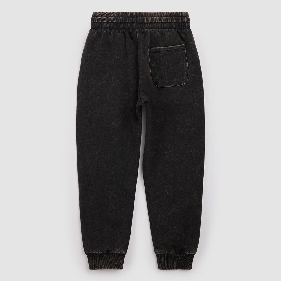 Black Acid Wash Fleece Joggers