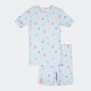 Shells Print on Powder Blue Summer Sleep Set