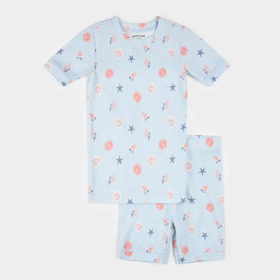Shells Print on Powder Blue Summer Sleep Set