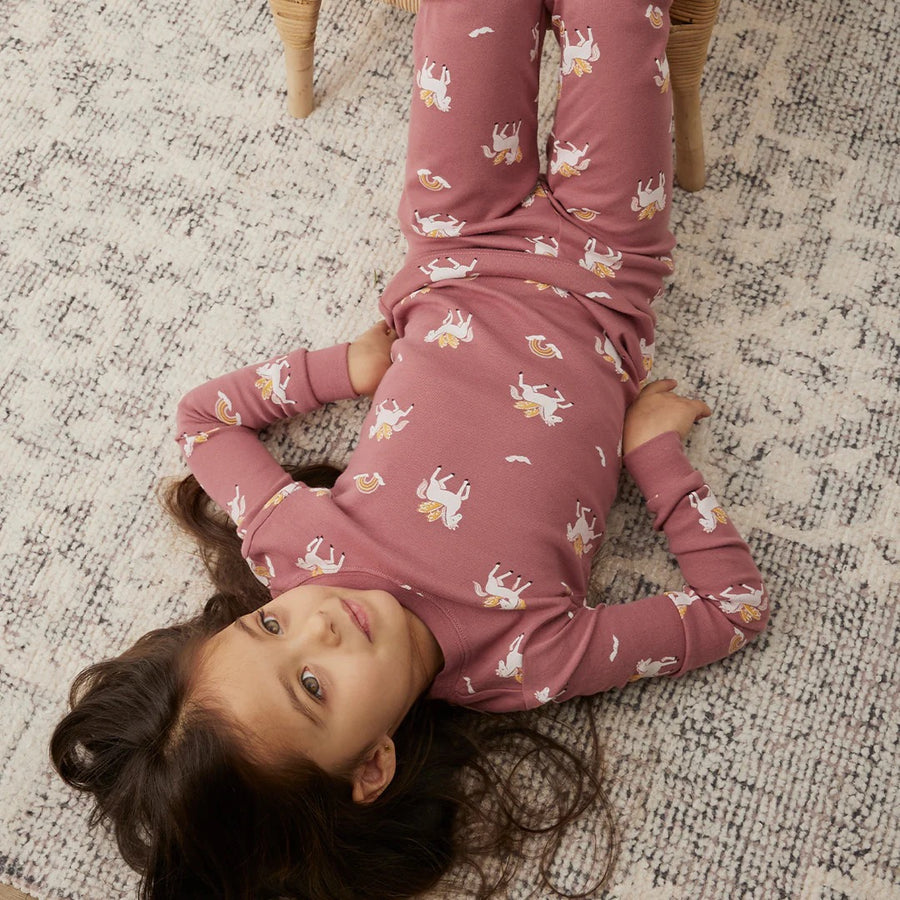 Rainbow Pegasus Print on Dark Pink PJ Set
